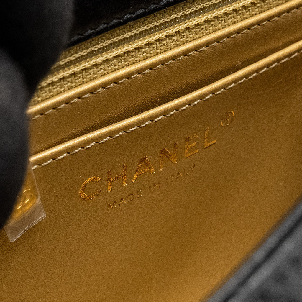 CHANEL PEARL CRUSH MINI SQUARE FLAP BAG LAMBSKIN BLACK GHW