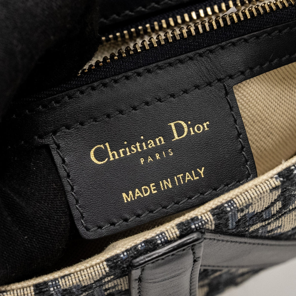 DIOR MEDIUM SADDLE BAG BLUE OBLIQUE CANVAS GHW