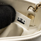 CHANEL MINI 31 CLUTCH WITH  CHAIN SHINY CALFSKIN WHITE LGHW (MICROCHIP)