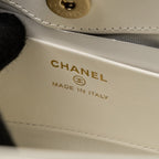 CHANEL MINI 31 CLUTCH WITH  CHAIN SHINY CALFSKIN WHITE LGHW (MICROCHIP)