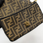 FENDI MINI BAGUETTE BAG FF JACQUARD FABRIC BROWN GHW