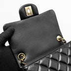 CHANEL MINI SQUARE FLAP BAG LAMBSKIN BLACK LGHW (MICROCHIP)