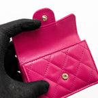 CHANEL MATELASSE BI-FOLD WALLET CAVIAR DARK PINK LGHW (MICROCHIP)