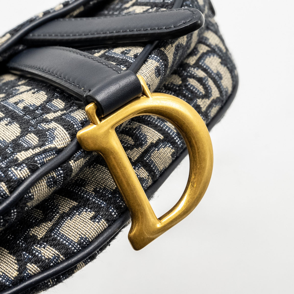 DIOR MINI SADDLE BAG OBLIQUE JACQUARD BLUE GHW