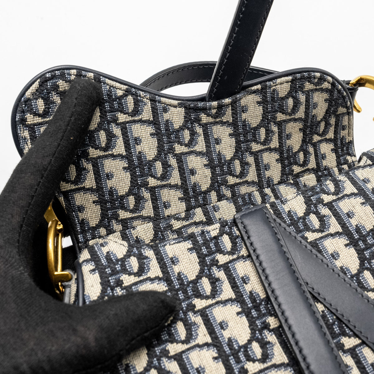DIOR MINI SADDLE BAG OBLIQUE JACQUARD BLUE GHW