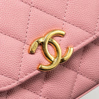 CHANEL MINI FLAP BAG WITH CHAIN HANDLE CAVIAR PINK GHW (MICROCHIP)