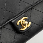 CHANEL QUILTED PEARL LONG WALLET ON CHAIN GOATSKIN BLACK GHW