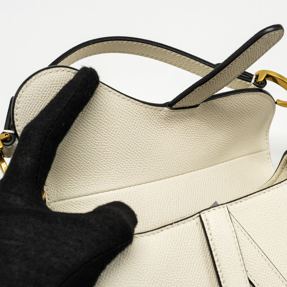 DIOR MINI SADDLE BAG CALFSKIN WHITE GHW