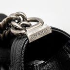 CHANEL MEDIUM BOY BAG CAVIAR BLACK RUTHENIUM SILVER HARDWARE (MICROCHIP)