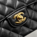CHANEL SMALL CLASSIC DOUBLE FLAP BAG CAVIAR BLACK GHW (MICROCHIP)