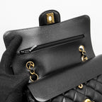 CHANEL SMALL CLASSIC DOUBLE FLAP BAG CAVIAR BLACK GHW (MICROCHIP)