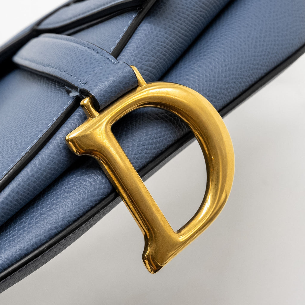 DIOR MEDIUM SADDLE BAG CALFSKIN BLUE GHW