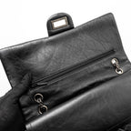 CHANEL 2.55 227 REISSUE FLAP BAG AGED CALFSKIN BLACK RUTHENIUM HARDWARE
