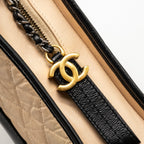 CHANEL SMALL GABRIELLE HOBO BAG AGED CALFSKIN BEIGE / BLACK MULTICOLOUR HARDWARE