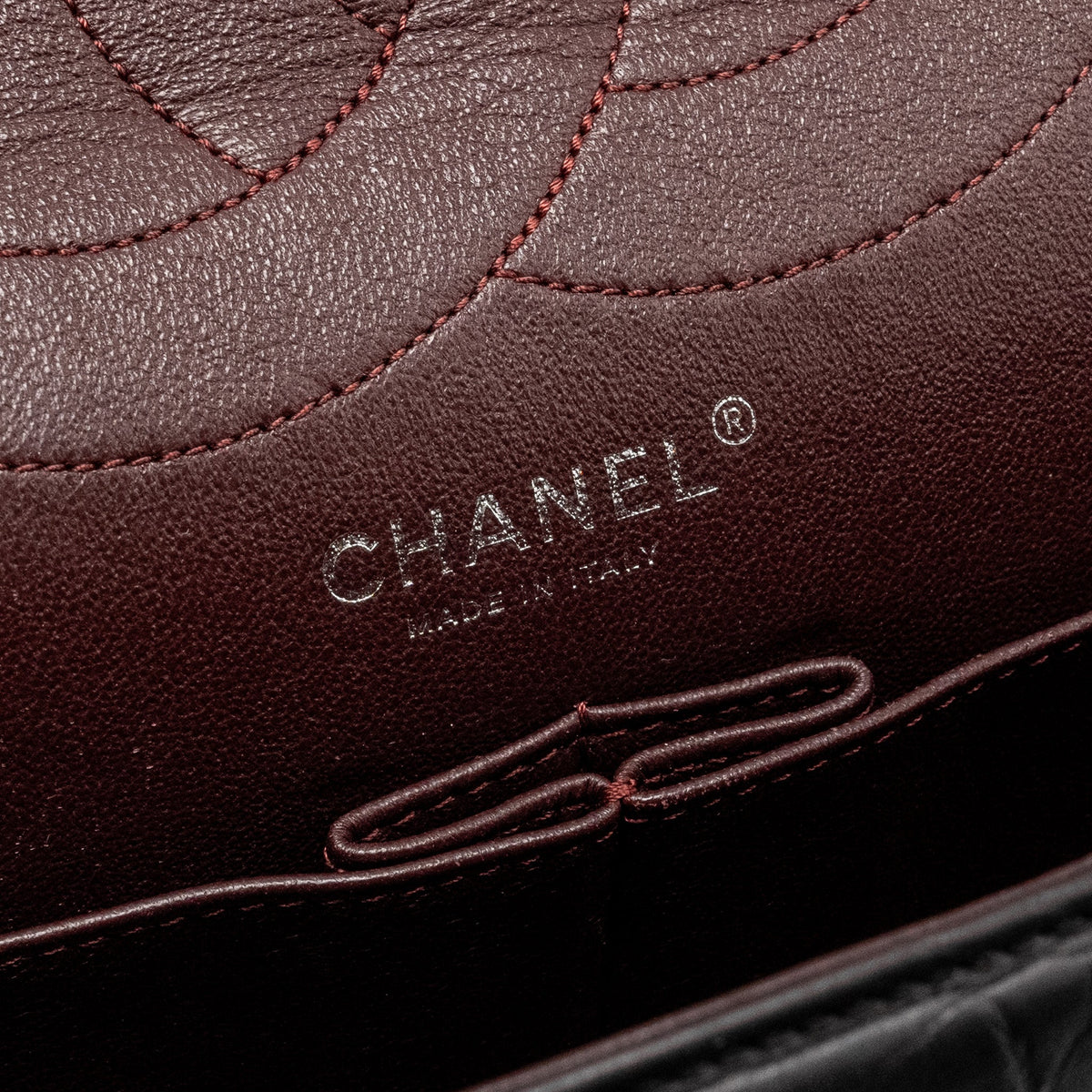 CHANEL 2.55 227 REISSUE FLAP BAG AGED CALFSKIN BLACK RUTHENIUM HARDWARE