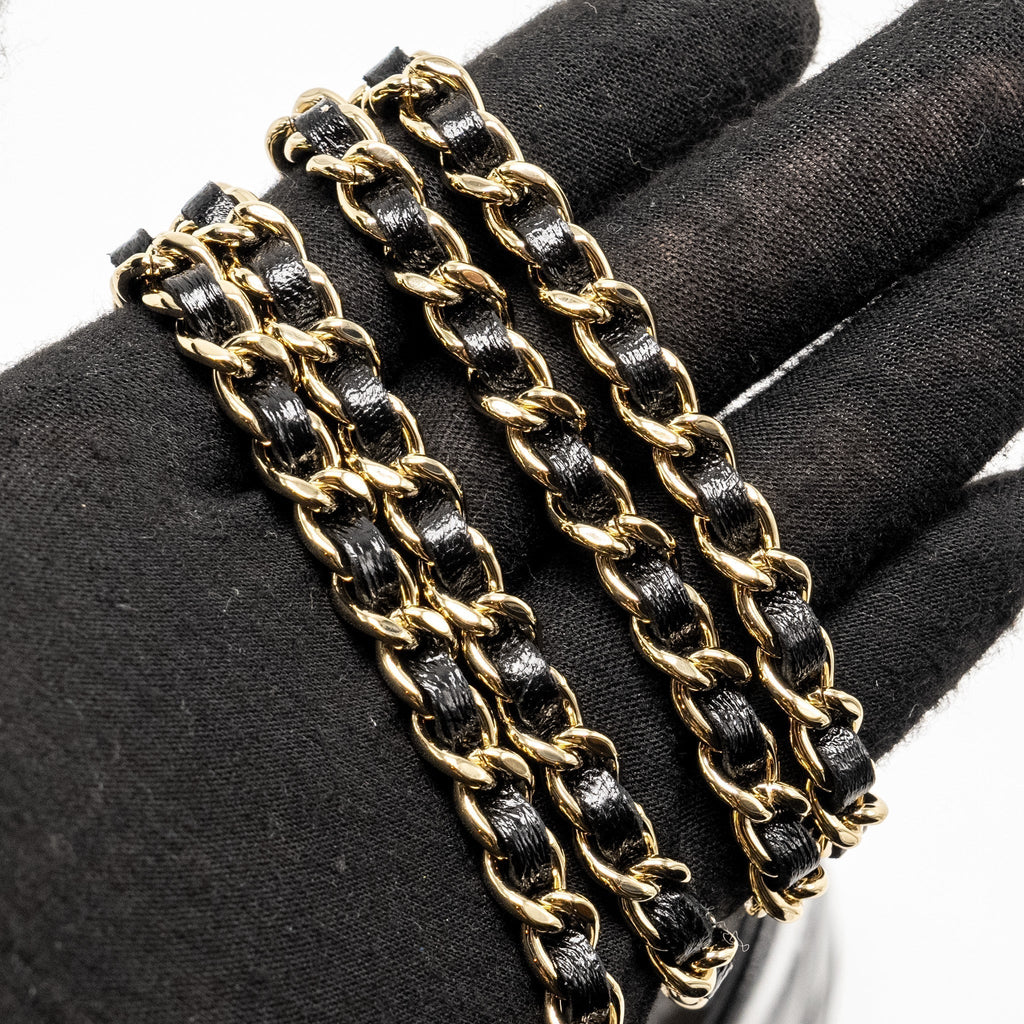 CHANEL MINI 31 CLUTCH WITH CHAIN SHINY LAMBSKIN BLACK LGHW (MICROCHIP)