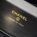 CHANEL MINI 31 CLUTCH WITH CHAIN SHINY LAMBSKIN BLACK LGHW (MICROCHIP)