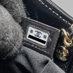 CHANEL MINI 31 CLUTCH WITH CHAIN SHINY LAMBSKIN BLACK LGHW (MICROCHIP)