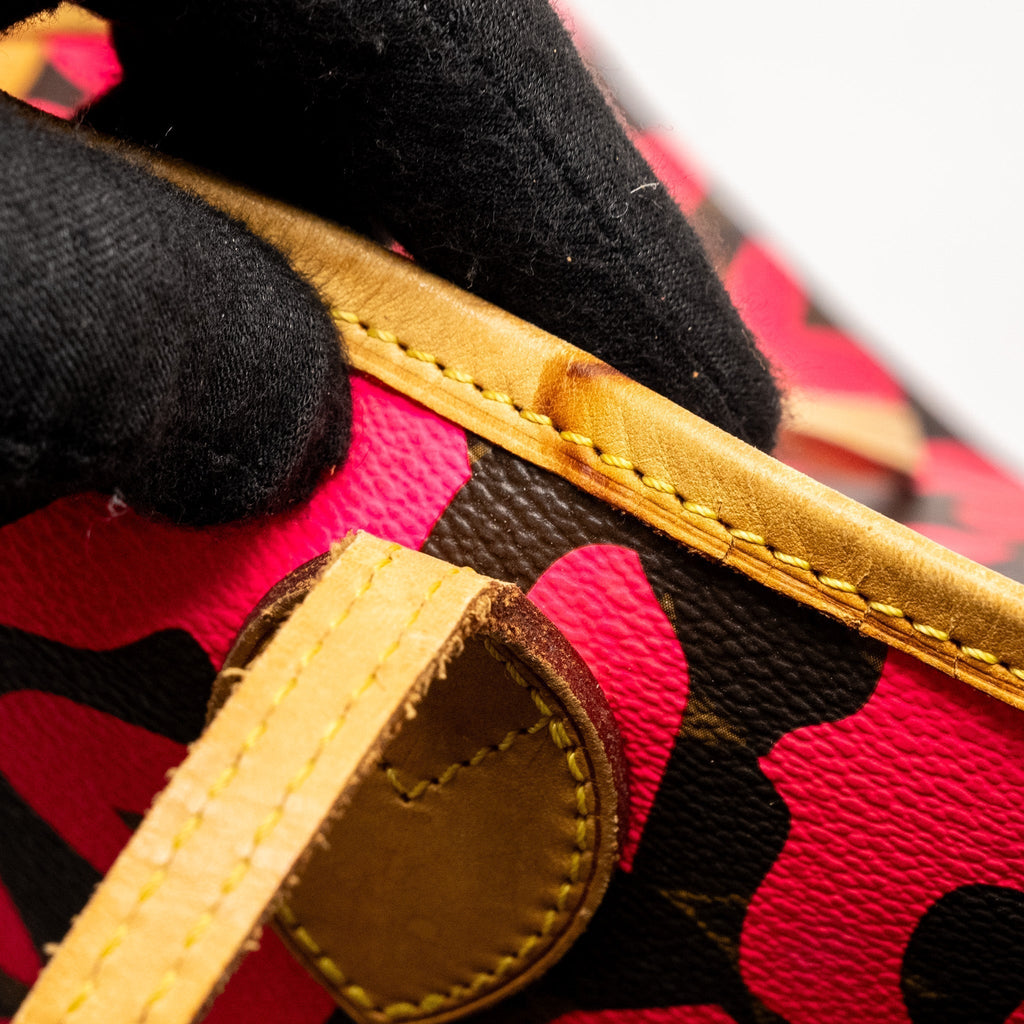 LOUIS VUITTON NEVERFULL GM STEPHEN SPROUSE PINK MONOGRAM GRAFFITI COATED / ZIP WALLET GHW (SELL IN A SET)