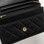 CHANEL DETAILED CC LOGO WALLET ON CHAIN CAVIAR CAVIAR BLACK GHW (MICROCHIP)