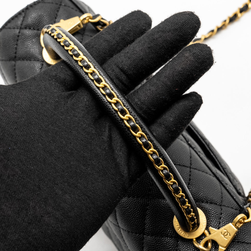 CHANEL MEDIUM COCO HANDLE LIMITED EDITION CAVIAR BLACK GHW (MICROCHIP)