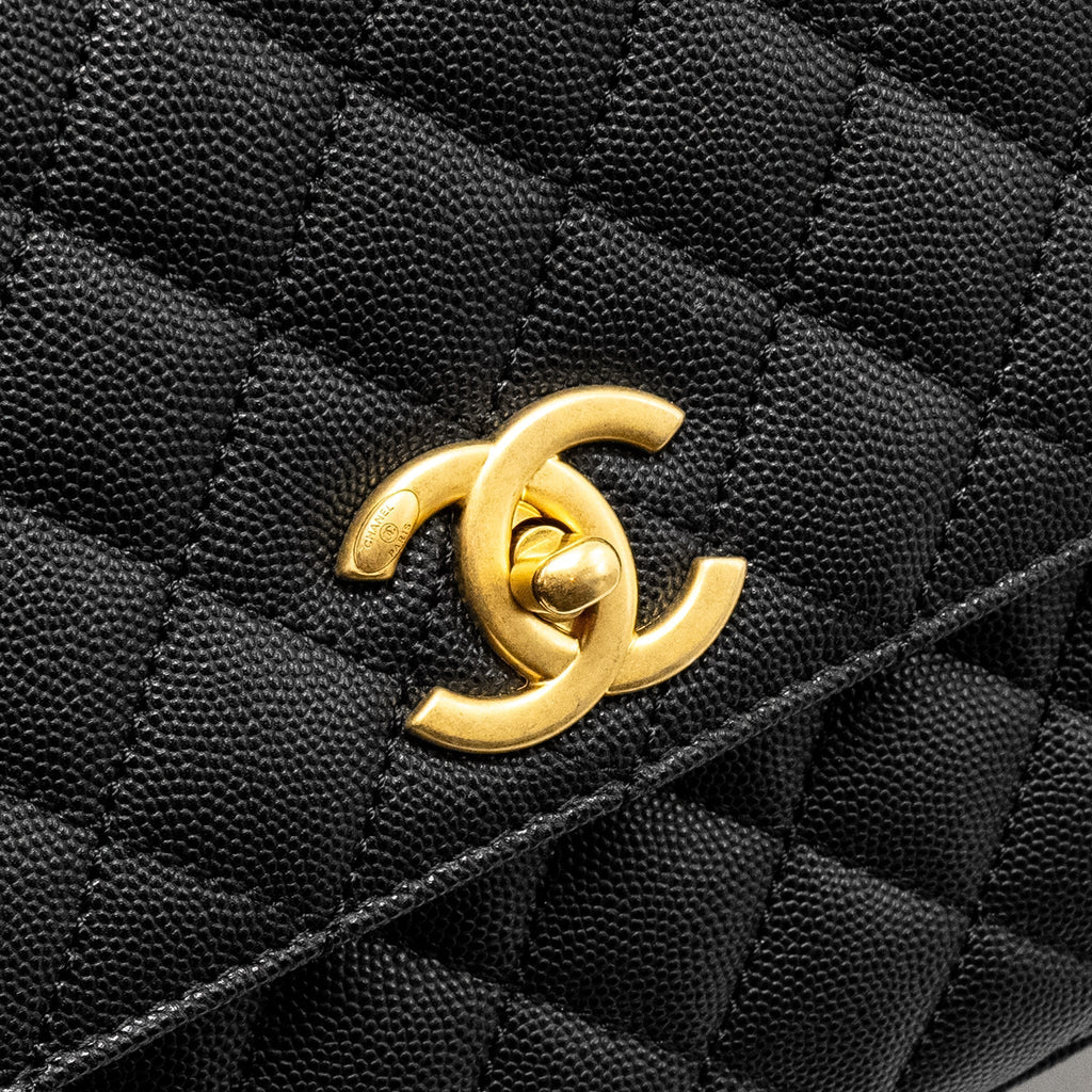 CHANEL MEDIUM COCO HANDLE LIMITED EDITION CAVIAR BLACK GHW (MICROCHIP)