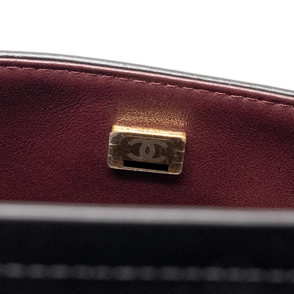 CHANEL SMALL 2.55 REISSUE DOUBLE FLAP BAG AGED CALFSKIN BLACK GHW (MICROCHIP)