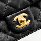 CHANEL 24K PEARL CRUSH MINI RECTANGULAR FLAP BAG SHINY LAMBSKIN BLACK GHW (MICROCHIP)