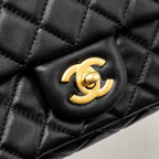 CHANEL PEARL CRUSH MINI RECTANGULAR FLAP BAG LAMBSKIN BLACK GHW (MICROCHIP)