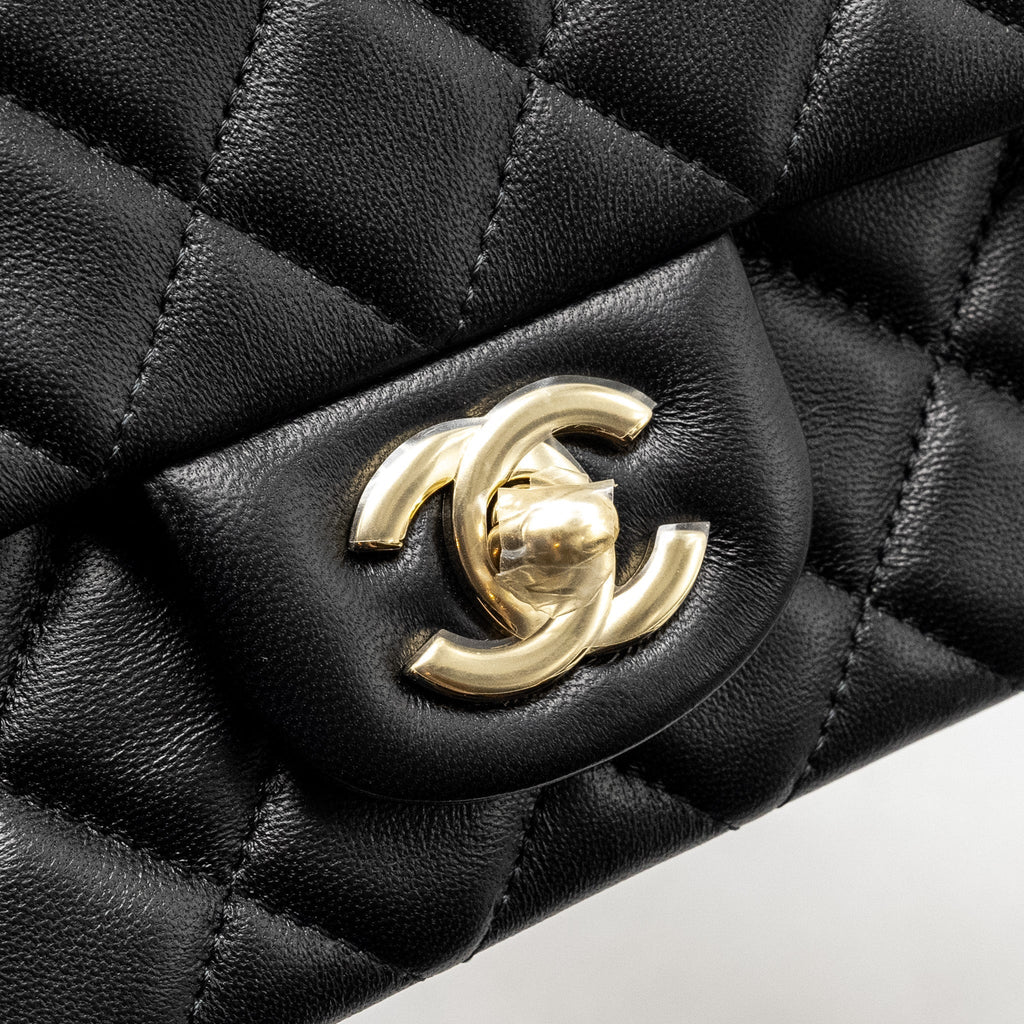 CHANEL MINI RECTANGULAR FLAP BAG LAMBSKIN BLACK LGHW (MICROCHIP)