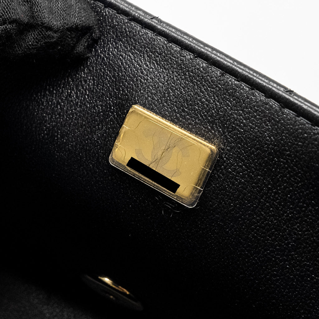 CHANEL MINI RECTANGULAR FLAP BAG LAMBSKIN BLACK LGHW (MICROCHIP)