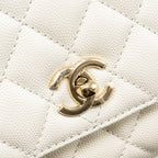 CHANEL MINI COCO HANDLE CAVIAR WHITE LGHW (MICROCHIP)