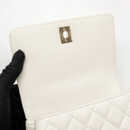 CHANEL MINI COCO HANDLE CAVIAR WHITE LGHW (MICROCHIP)