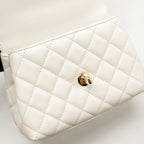 CHANEL MINI COCO HANDLE CAVIAR WHITE LGHW (MICROCHIP)