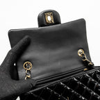 CHANEL MINI RECTANGULAR FLAP BAG PATENT BLACK LGHW