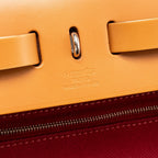 HERMES HERBAG 31 ZIP BAG CANVAS/HUNTER LEATHER RED SHW