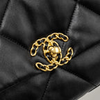 CHANEL SMALL 19 BAG LAMBSKIN BLACK GHW (MICROCHIP)