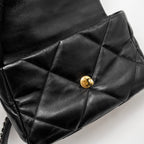CHANEL SMALL 19 BAG LAMBSKIN BLACK GHW (MICROCHIP)