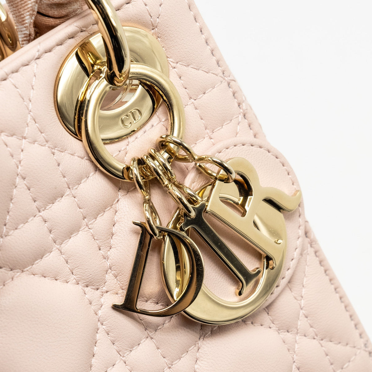 DIOR MINI LADY DIOR LAMBSKIN POWDER PINK LGHW