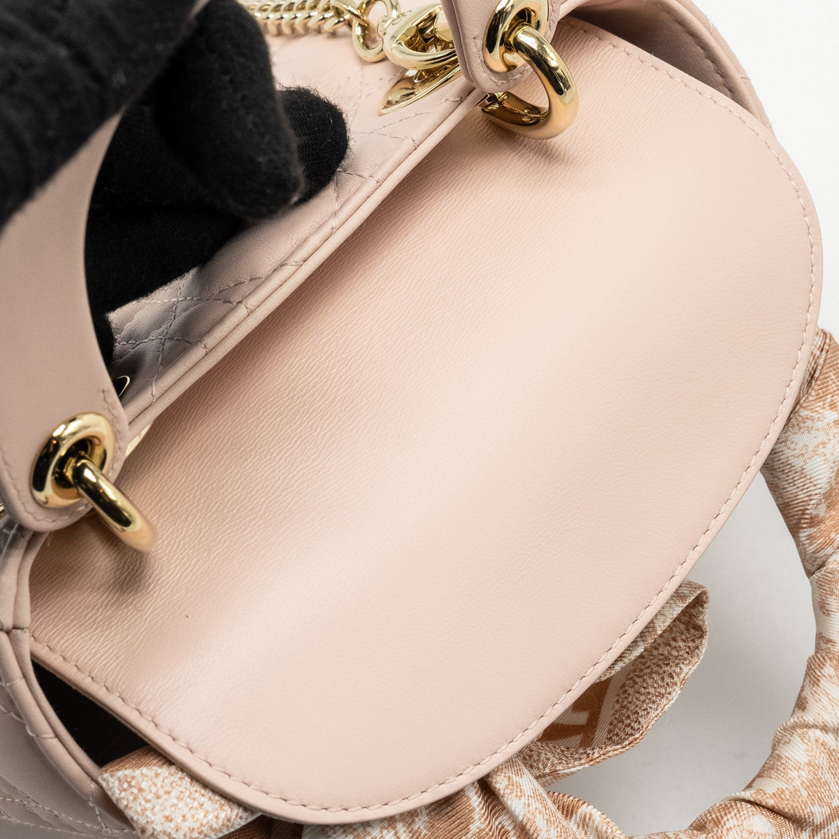 DIOR MINI LADY DIOR LAMBSKIN POWDER PINK LGHW