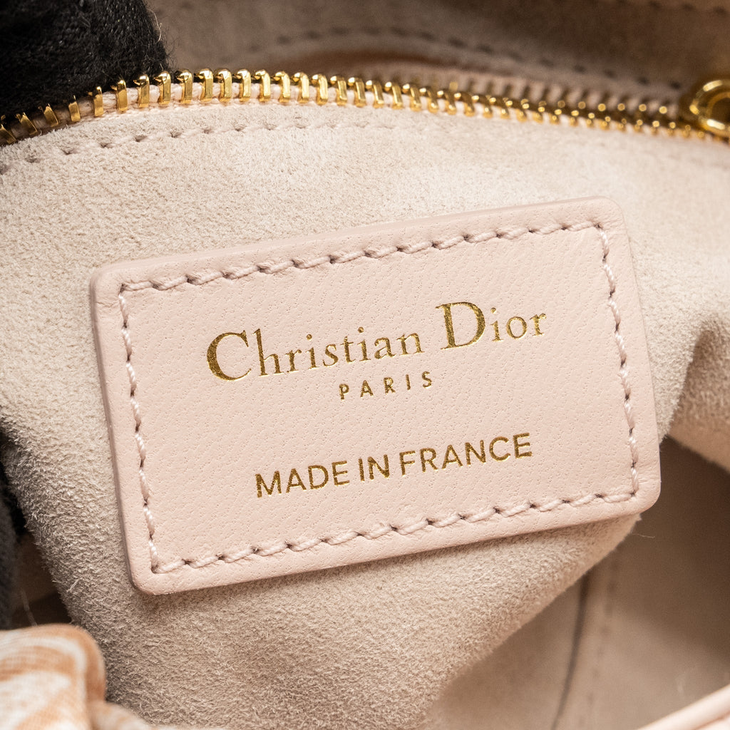 DIOR MINI LADY DIOR LAMBSKIN POWDER PINK LGHW