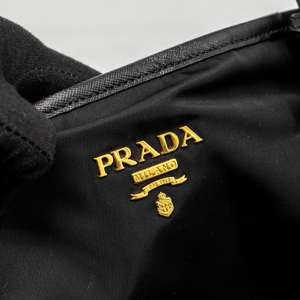 PRADA TOTE BAG CANVAS BLACK GHW