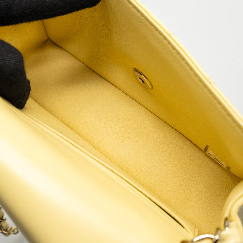 CHANEL MINI RECTANGULAR FLAP BAG LAMBSKIN YELLOW LGHW