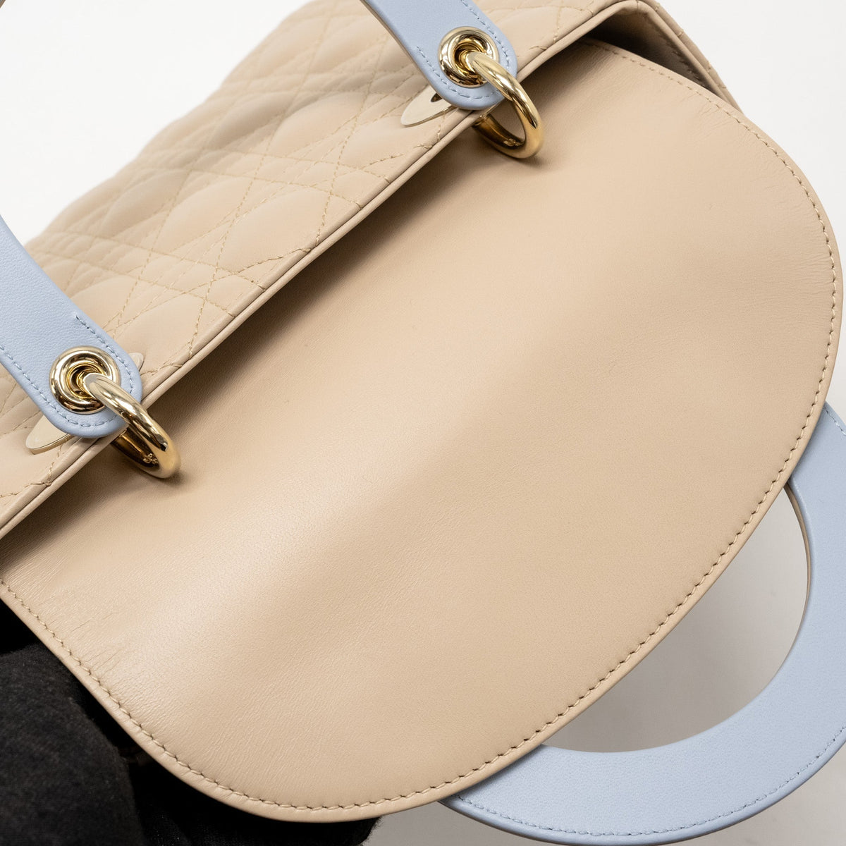 DIOR MEDIUM LADY DIOR LAMBSKIN BEIGE/BLUE LGHW