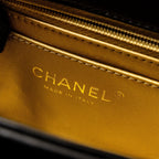CHANEL PEARL CRUSH MINI RECTANGULAR FLAP BAG LAMBSKIN BLACK GHW (MICROCHIP)