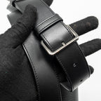 DIOR LARGE GALLOP BAG WITH STRAP GRAINED SMOOTH CALFSKIN BLACK SILVER/GOLD HARDWARE