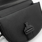 DIOR LARGE GALLOP BAG WITH STRAP GRAINED SMOOTH CALFSKIN BLACK SILVER/GOLD HARDWARE