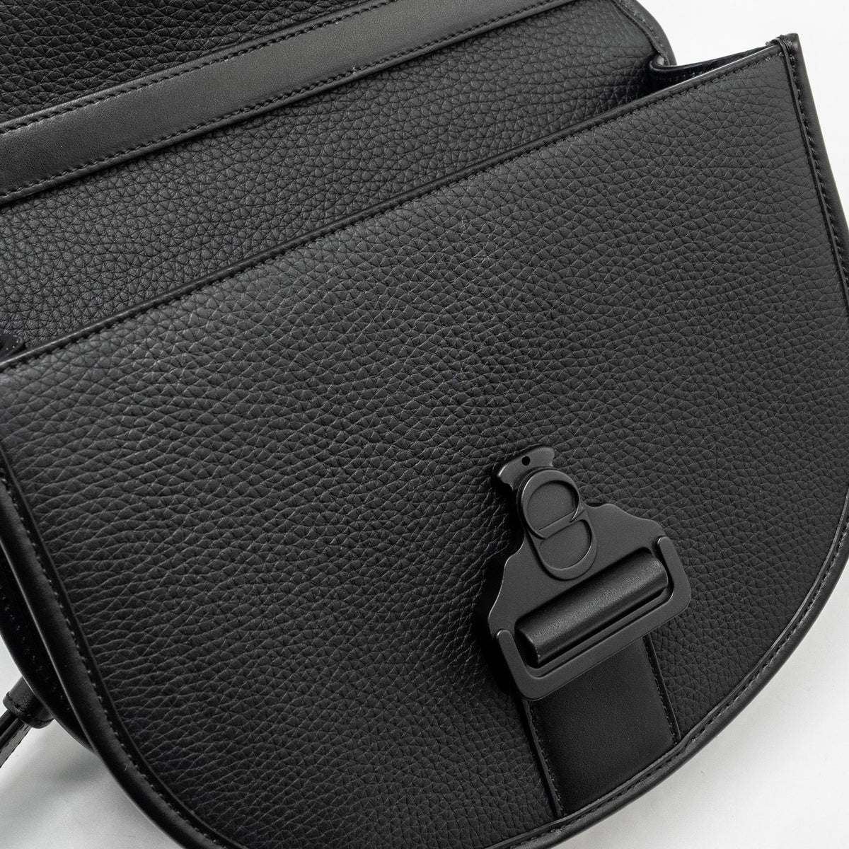DIOR LARGE GALLOP BAG WITH STRAP GRAINED SMOOTH CALFSKIN BLACK SILVER/GOLD HARDWARE