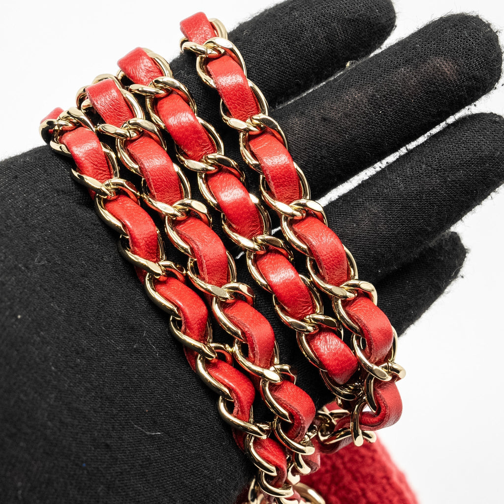 CHANEL MINI RECTANGULAR FLAP BAG TWEED RED LGHW (MICROCHIP)