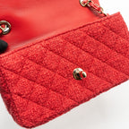 CHANEL MINI RECTANGULAR FLAP BAG TWEED RED LGHW (MICROCHIP)